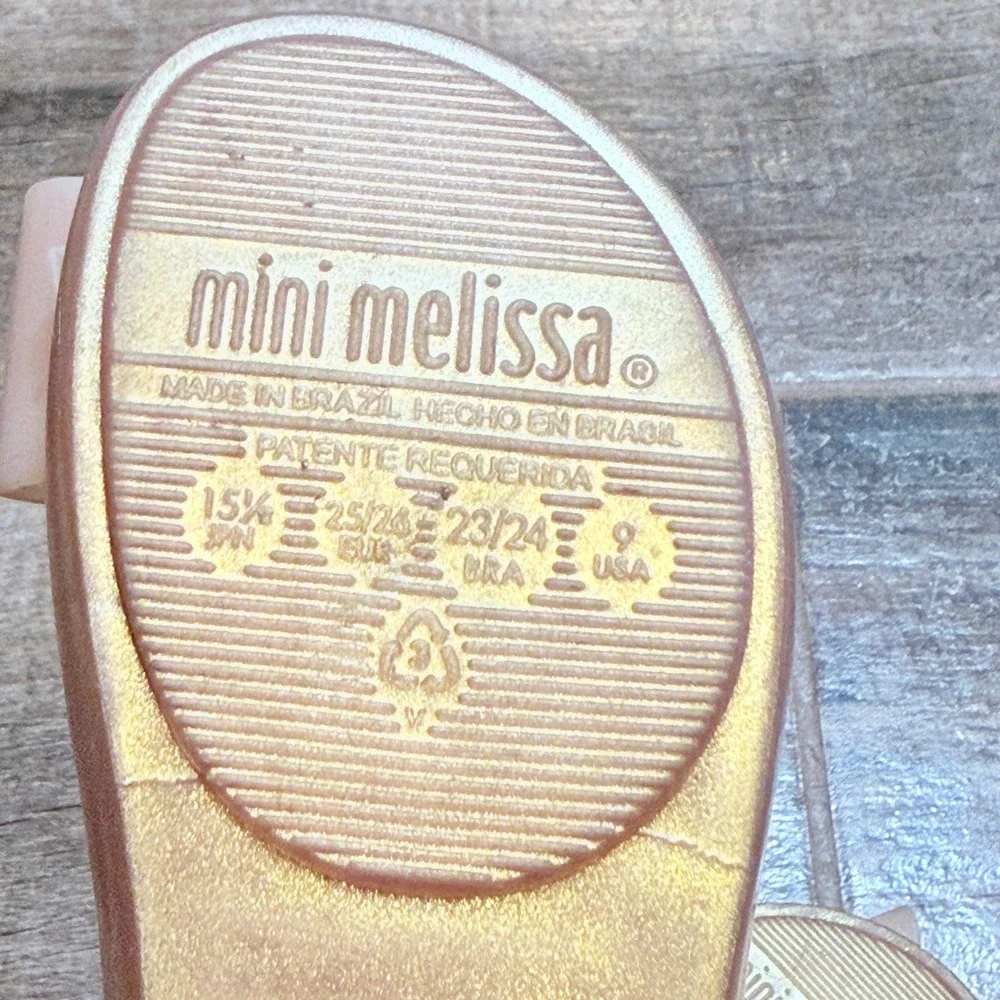 Mini Melissa Rose Gold Iridescent Ultragirl Bow Jelly‎ Mary Jane Shoes Toddler 9